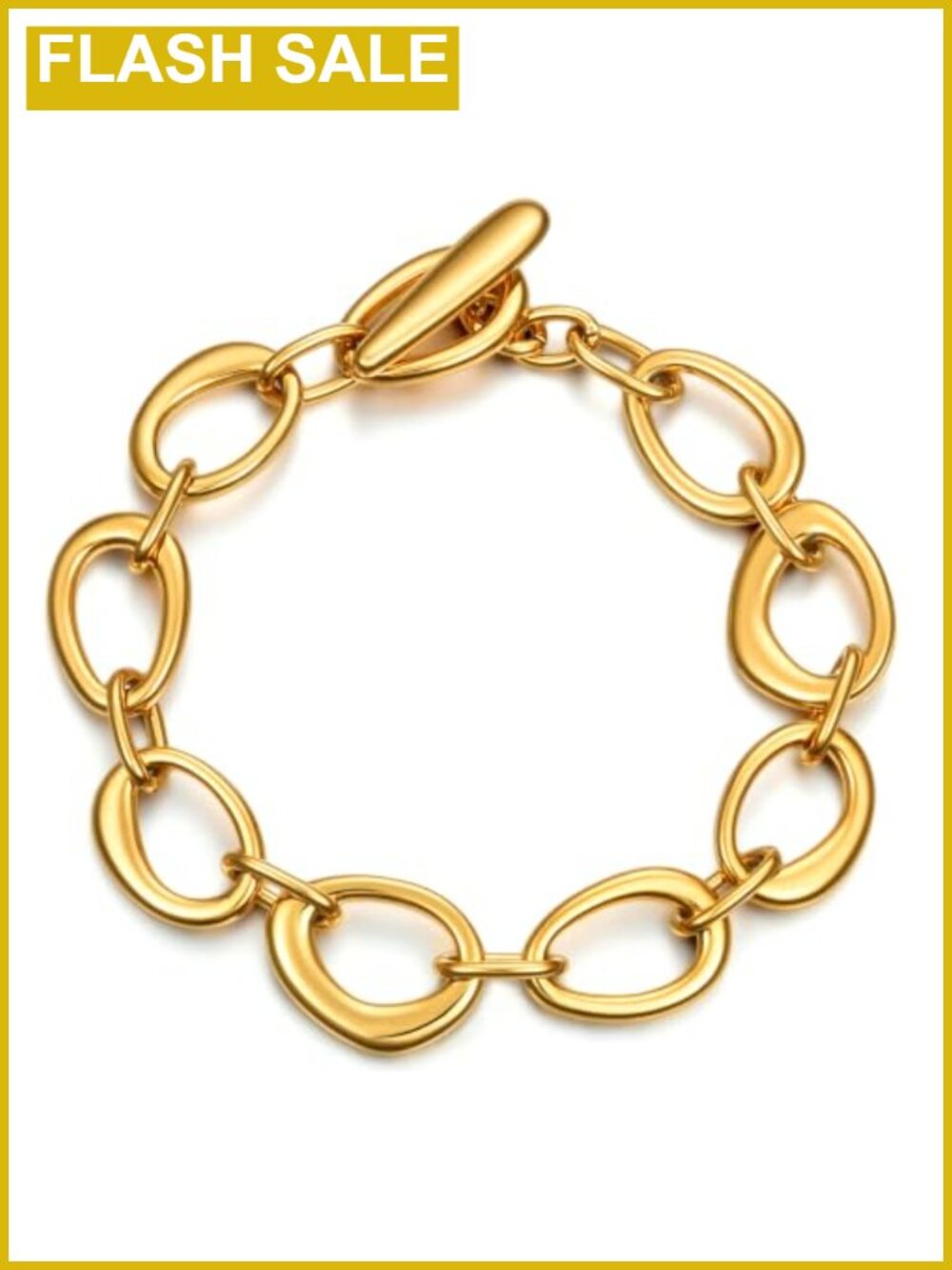 Chunky Cuban Link Chain Bracelet 18k Gold Plated Stainless Steel Women